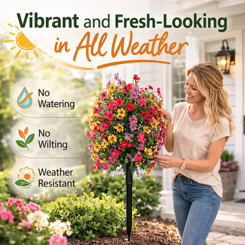 No-Fade Outdoor Hanging Flowers– Effortless Beauty