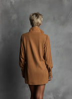 Women's V-neck Suede Embossed Long-sleeved Casual Dress MDA0483K5AN