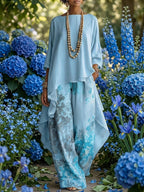 Elegant Artistic Floral Print Two-piece Set