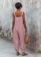 Women's Minimalist Striped Loose-Fit Square-Neck Sleeveless Jumpsuit MDZ1052D7Y