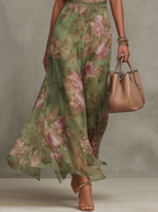 Floral Chiffon Halter Maxi Dress