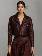 Women's Minimalist Faux Leather Short Jacket MDA1579L7Y